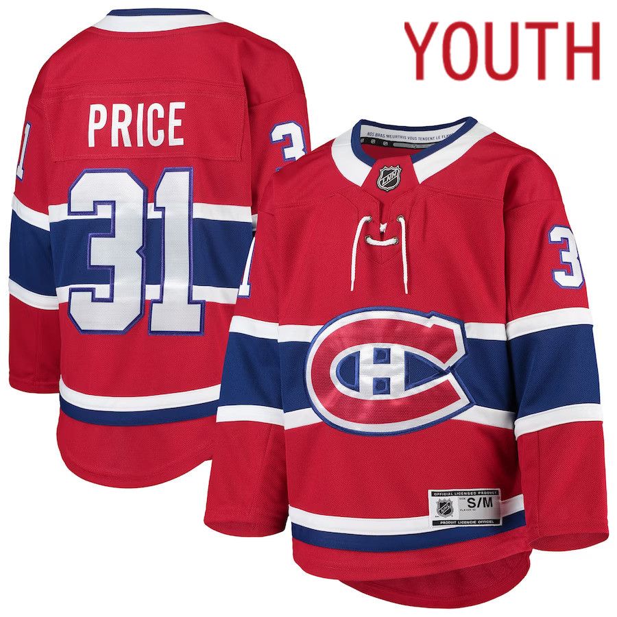 Youth Montreal Canadiens #31 Carey Price Red Premier Player NHL Jersey->youth nhl jersey->Youth Jersey
